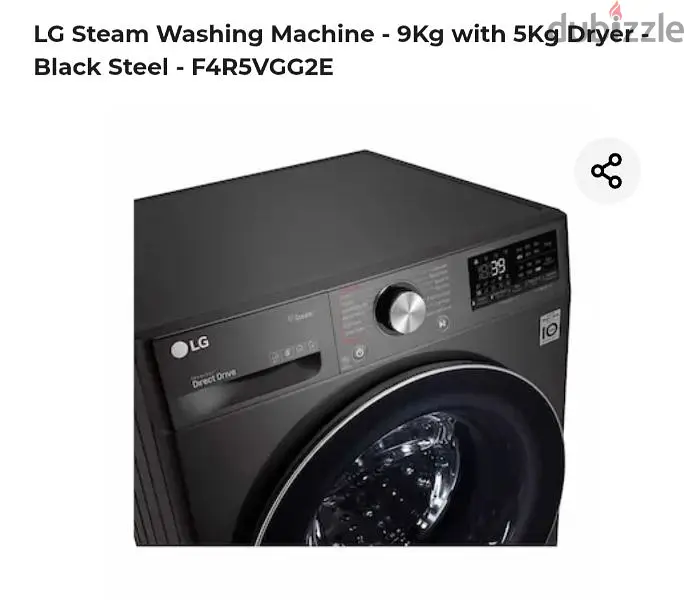 LG washing machine - 9KG/5KG dryer - Black steel