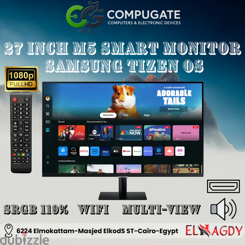 "شاشة Samsung M5 27" FHD بصوت نقي وألوان ساحرة – عرض محدود!"