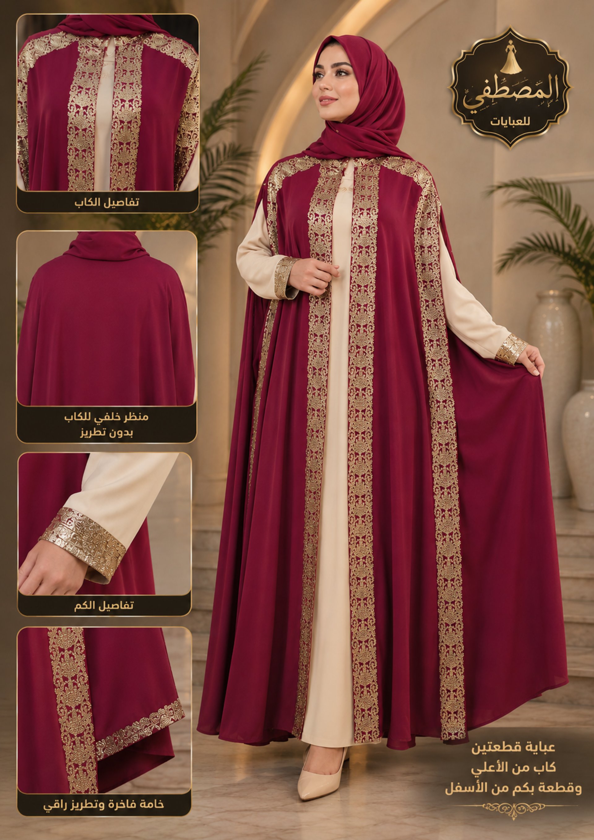 عباية مناسبات حريمي لون أحمر مقاس 3XL جديدة بالكرتونة