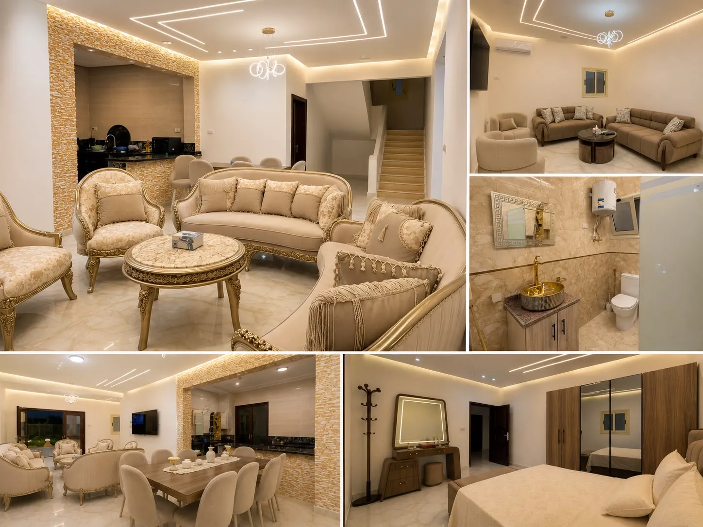 فلل للبيع و الايجار 3 غرف 1250م برج العرب مفروش