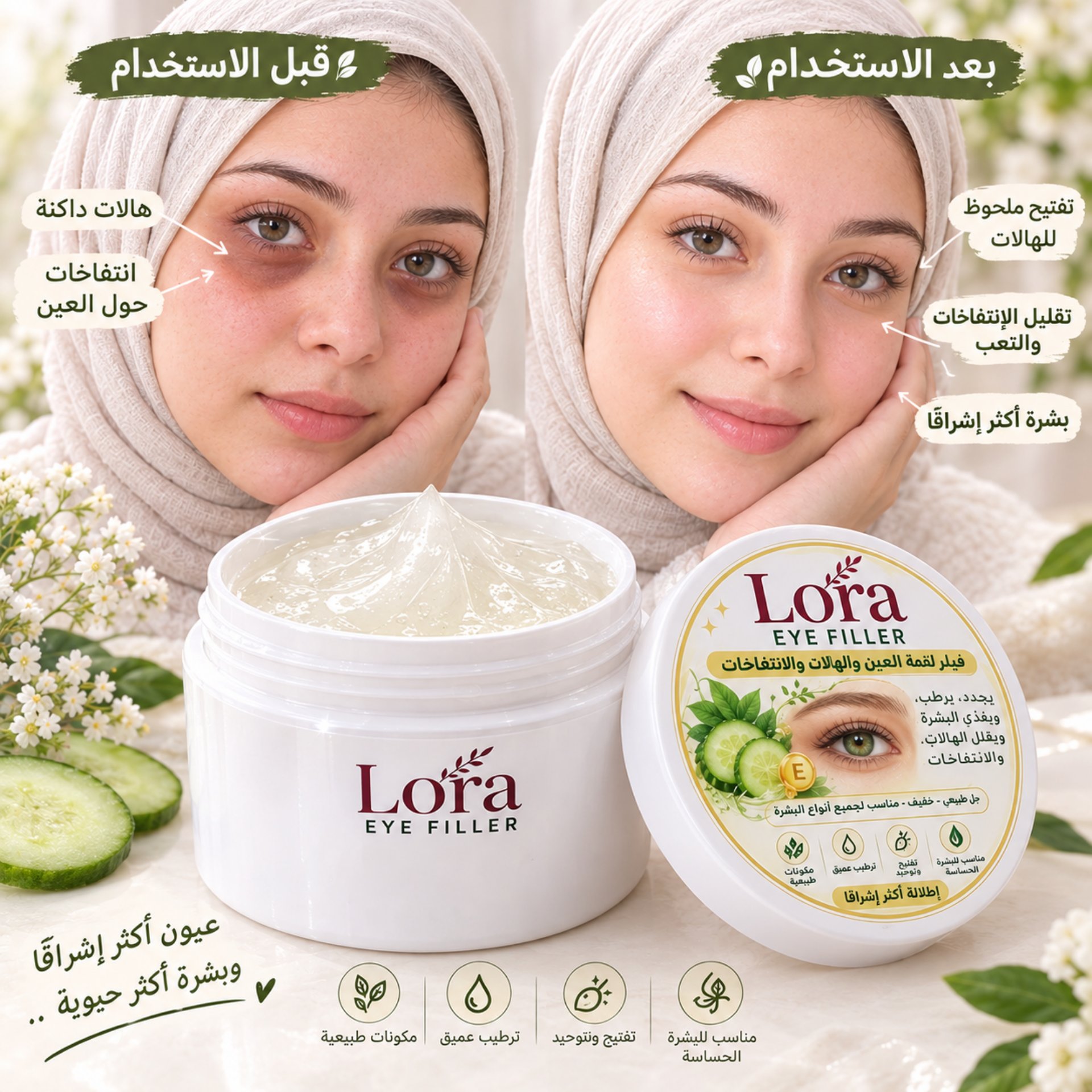 فيلر علاج الهالات وانتفاخ حولين العيون مناسب رجالي ونسائي